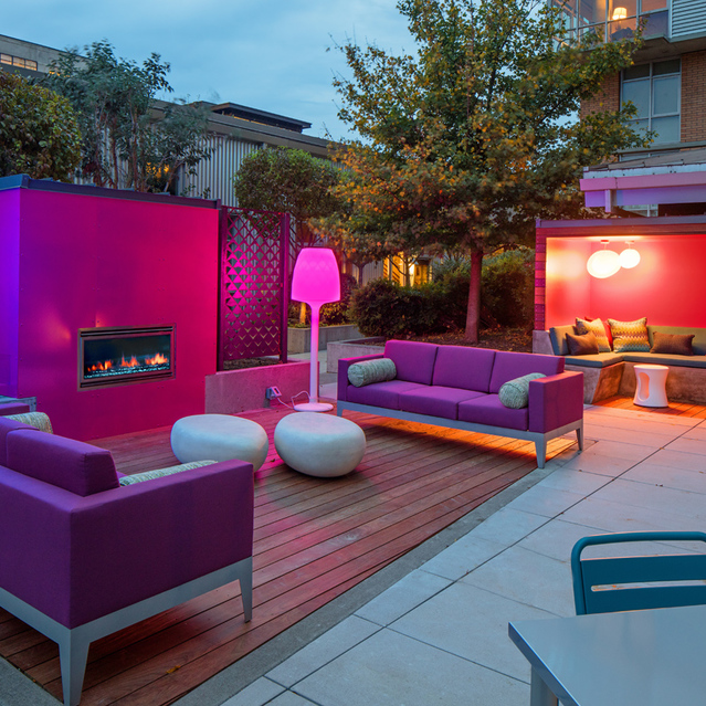 Asa Flats + Lofts - Outdoor Deck with Lounge Seating and Fireplace