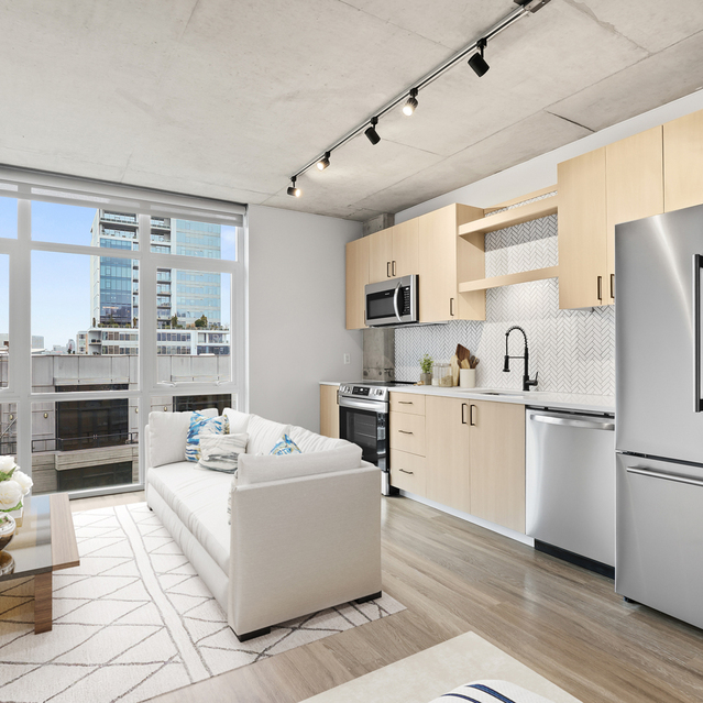 Asa Flats + Lofts - Premium Renovation - Fully-equipped Kitchen Overlooking the Living Area