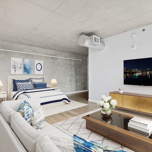 Asa Flats + Lofts - Premium Renovation - Studio Living Room with Wood-styled Flooring